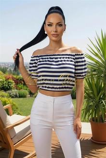 Pásikavý crop top